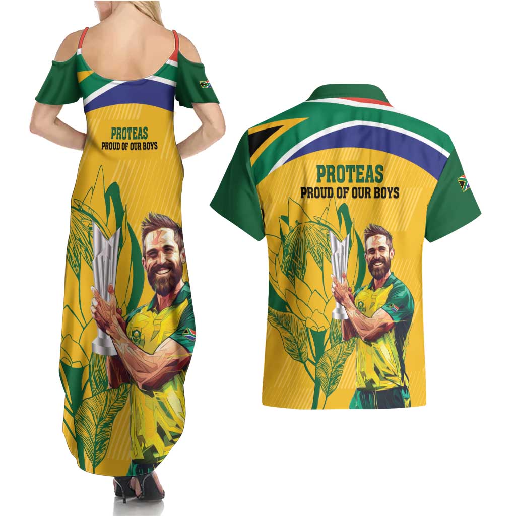 South Africa Cricket Couples Matching Summer Maxi Dress and Hawaiian Shirt 1st Champions World Cup Proud Of Our Boys