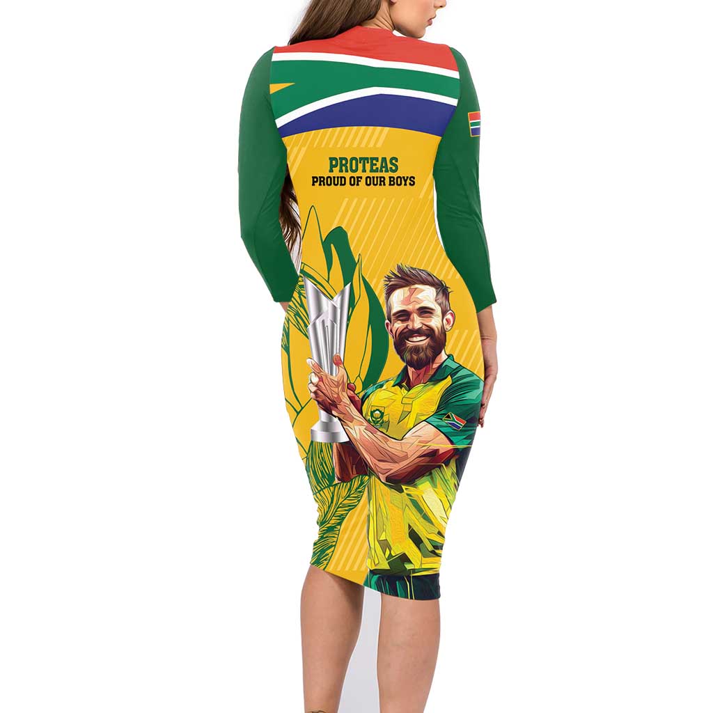 South Africa Cricket Family Matching Long Sleeve Bodycon Dress and Hawaiian Shirt 1st Champions World Cup Proud Of Our Boys