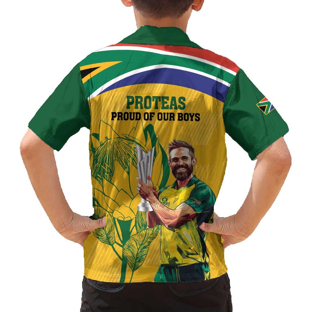 South Africa Cricket Family Matching Off The Shoulder Long Sleeve Dress and Hawaiian Shirt 1st Champions World Cup Proud Of Our Boys