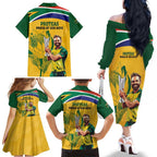 South Africa Cricket Family Matching Off The Shoulder Long Sleeve Dress and Hawaiian Shirt 1st Champions World Cup Proud Of Our Boys