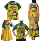 South Africa Cricket Family Matching Tank Maxi Dress and Hawaiian Shirt 1st Champions World Cup Proud Of Our Boys