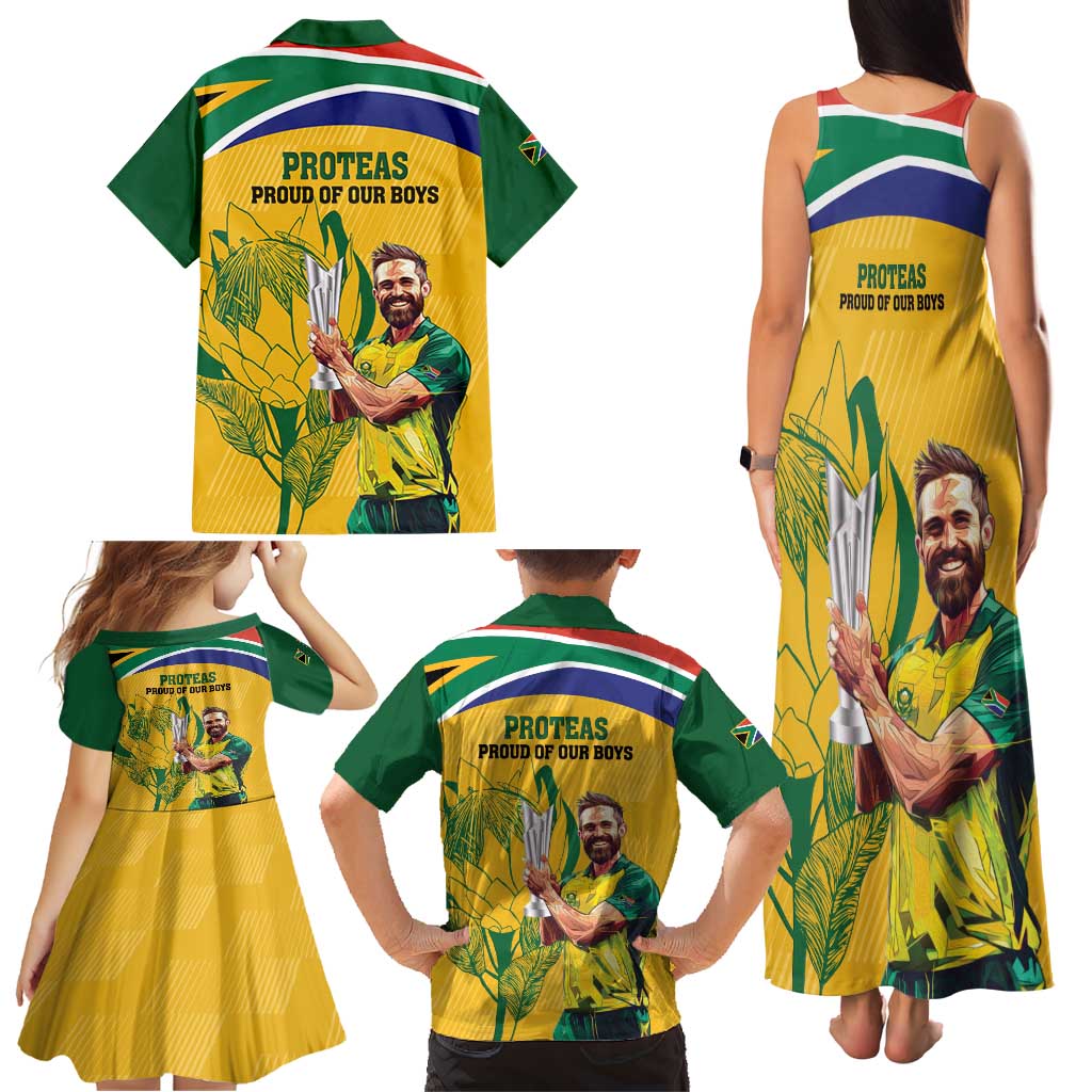 South Africa Cricket Family Matching Tank Maxi Dress and Hawaiian Shirt 1st Champions World Cup Proud Of Our Boys