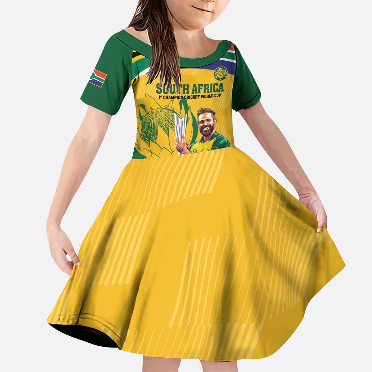 South Africa Cricket Kid Short Sleeve Dress 1st Champions World Cup Proud Of Our Boys