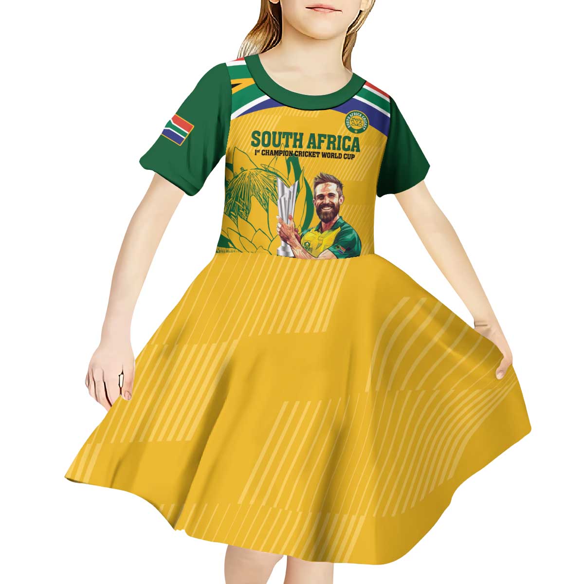 South Africa Cricket Kid Short Sleeve Dress 1st Champions World Cup Proud Of Our Boys