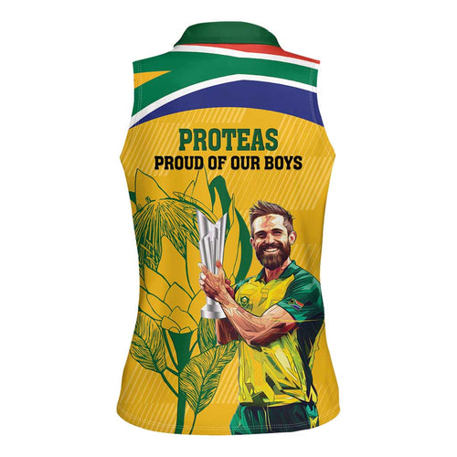 South Africa Cricket Women Sleeveless Polo Shirt 1st Champions World Cup Proud Of Our Boys