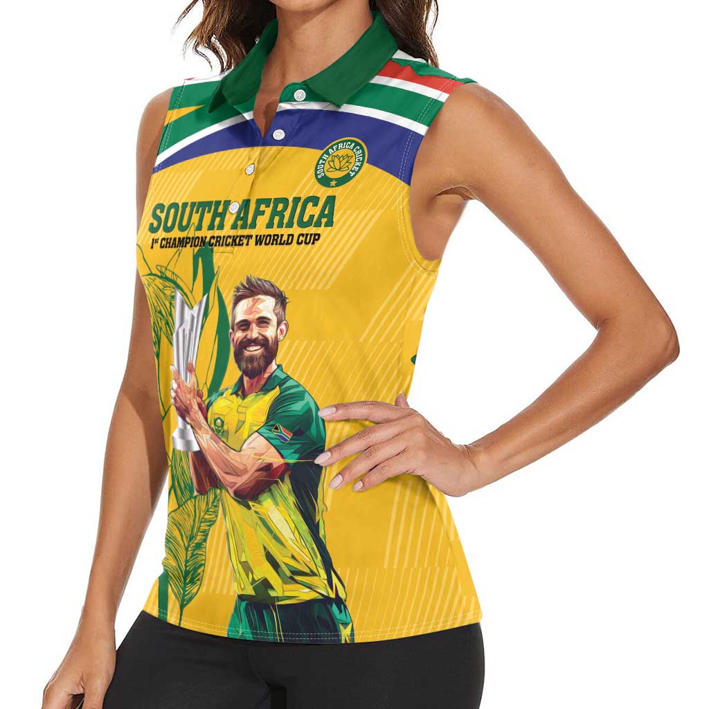 South Africa Cricket Women Sleeveless Polo Shirt 1st Champions World Cup Proud Of Our Boys