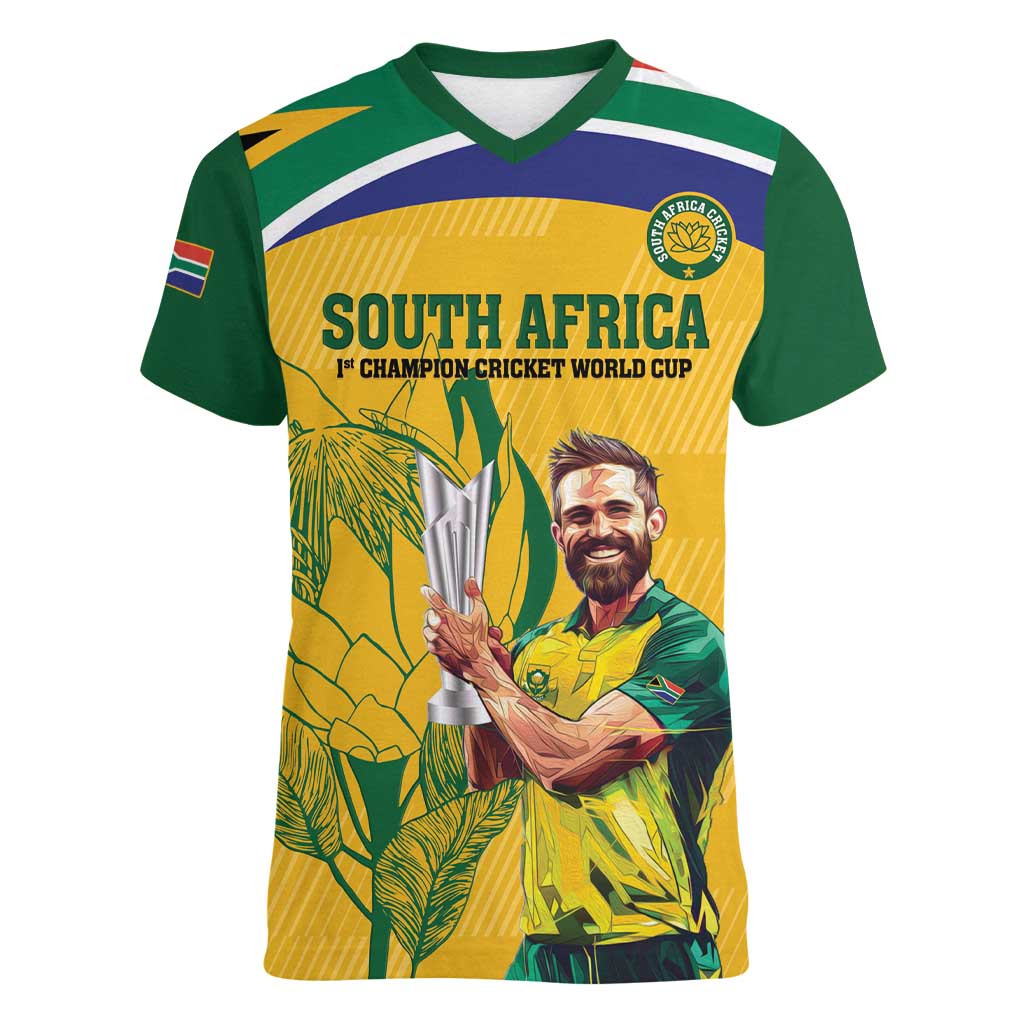 South Africa Cricket Women V-Neck T-Shirt 1st Champions World Cup Proud Of Our Boys
