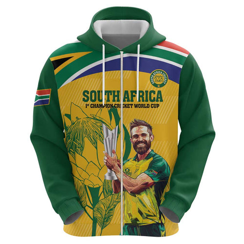 South Africa Cricket Zip Hoodie 1st Champions World Cup Proud Of Our Boys