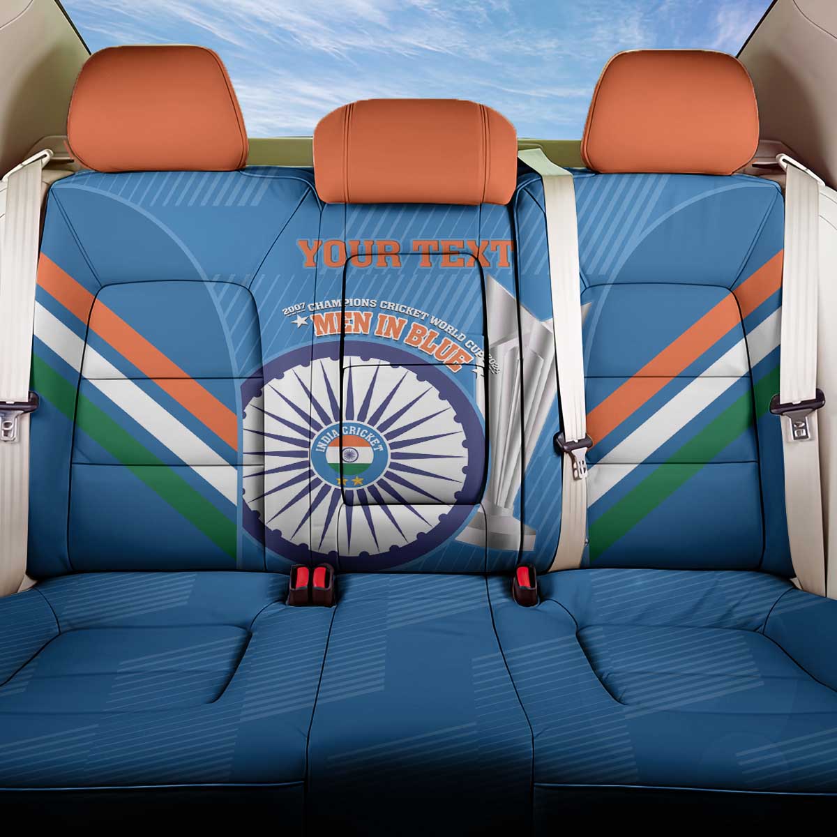 Custom India Cricket Back Car Seat Cover 2nd Champions World Cup Men In Blue