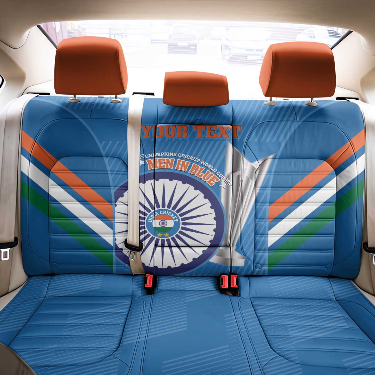 Custom India Cricket Back Car Seat Cover 2nd Champions World Cup Men In Blue