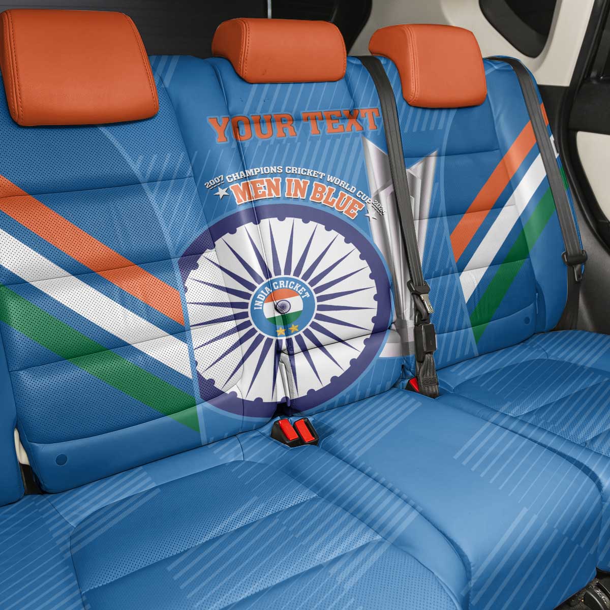 Custom India Cricket Back Car Seat Cover 2nd Champions World Cup Men In Blue