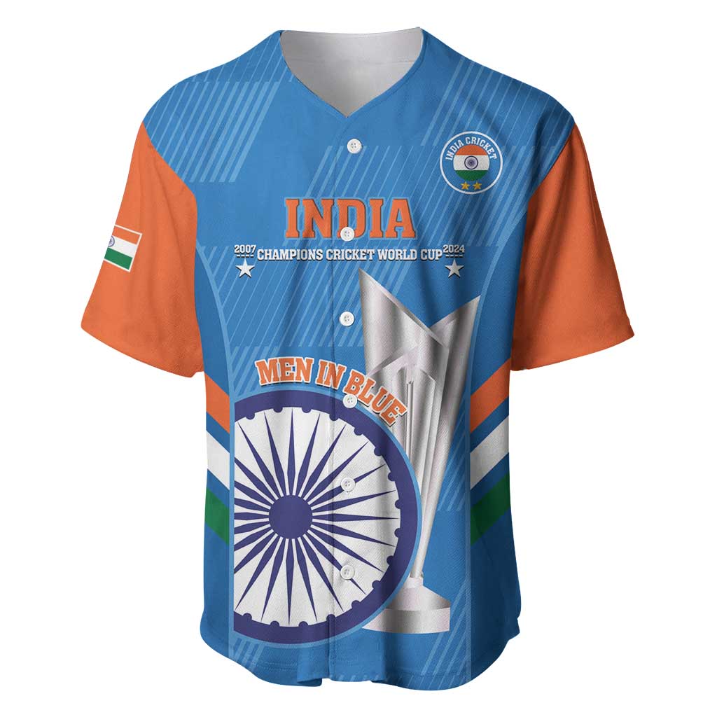 Custom India Cricket Baseball Jersey 2nd Champions World Cup Men In Blue