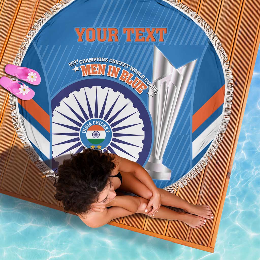 Custom India Cricket Beach Blanket 2nd Champions World Cup Men In Blue