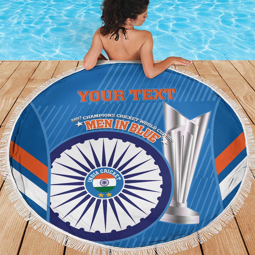 Custom India Cricket Beach Blanket 2nd Champions World Cup Men In Blue