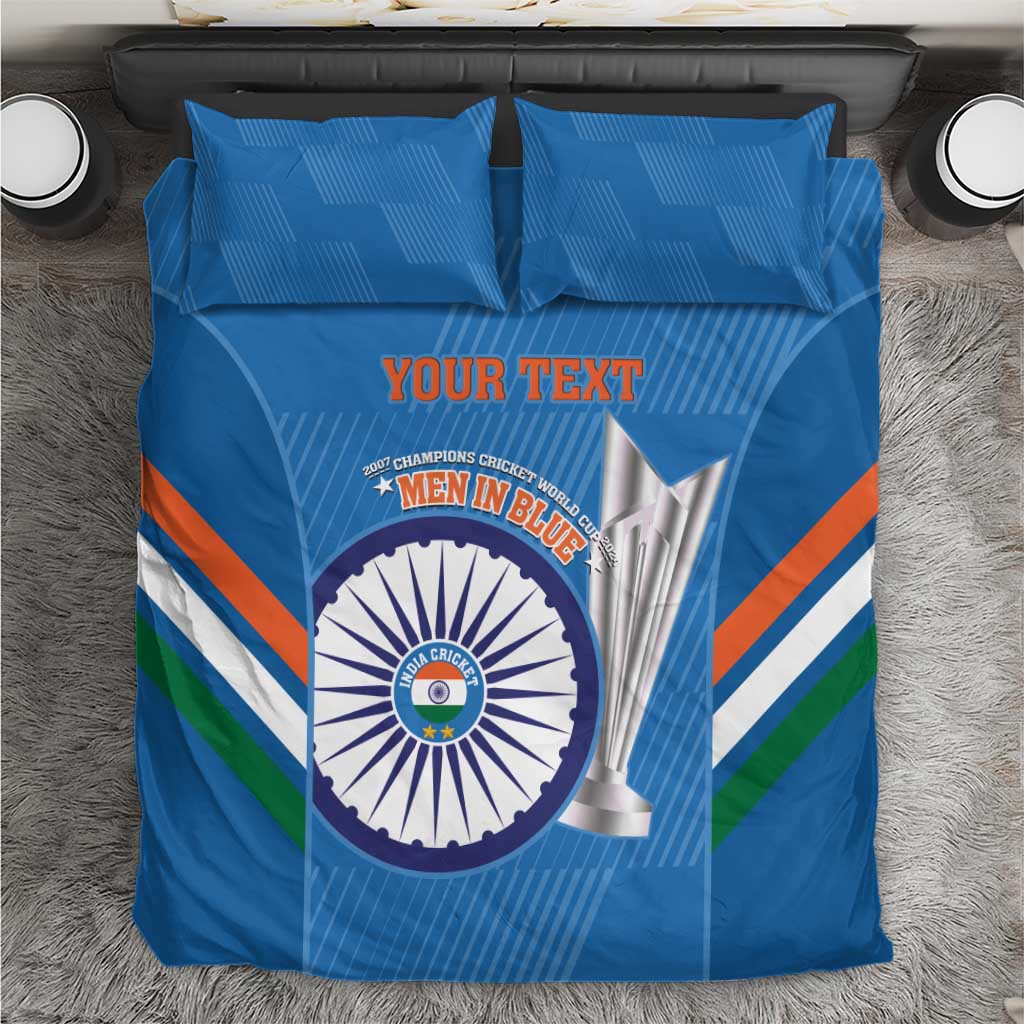 Custom India Cricket Bedding Set 2nd Champions World Cup Men In Blue