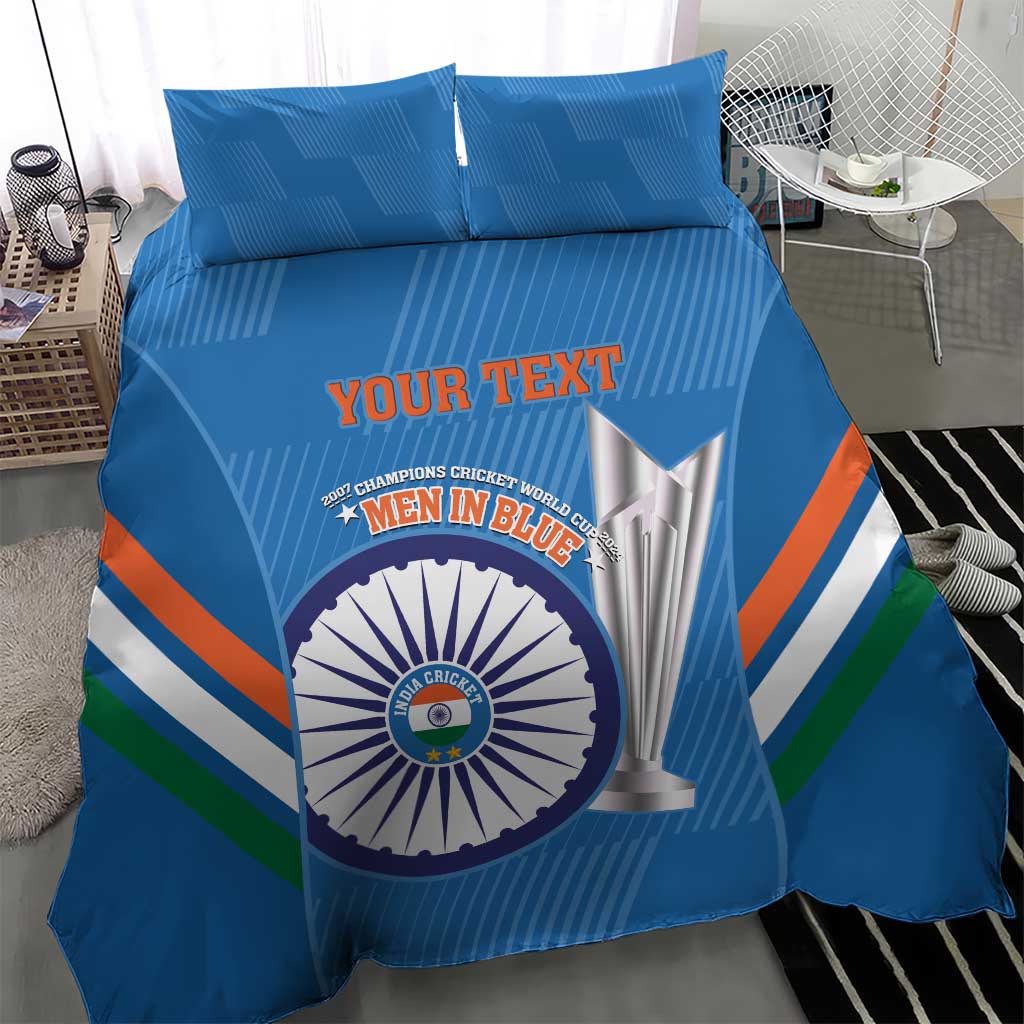 Custom India Cricket Bedding Set 2nd Champions World Cup Men In Blue