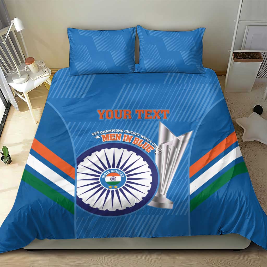 Custom India Cricket Bedding Set 2nd Champions World Cup Men In Blue