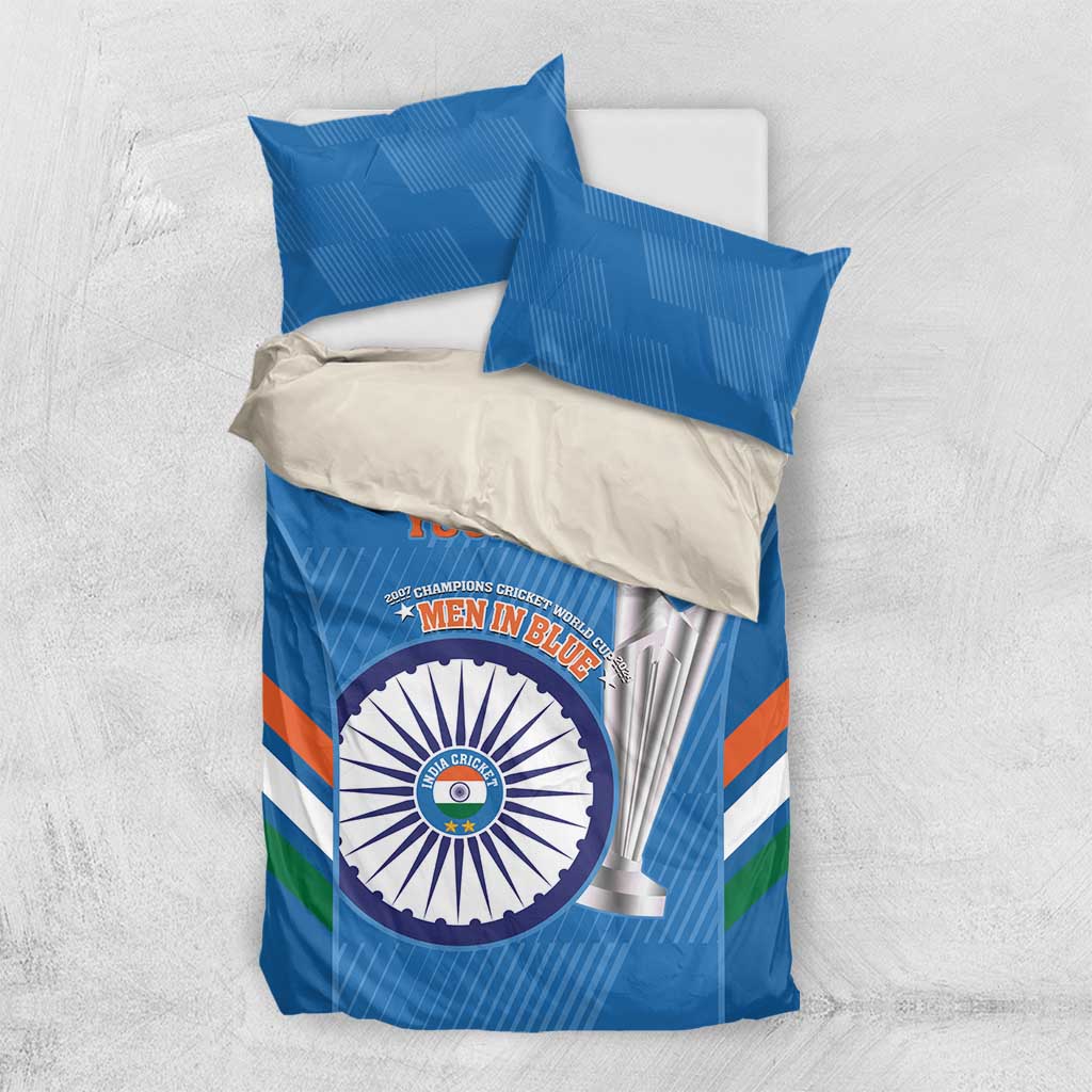 Custom India Cricket Bedding Set 2nd Champions World Cup Men In Blue