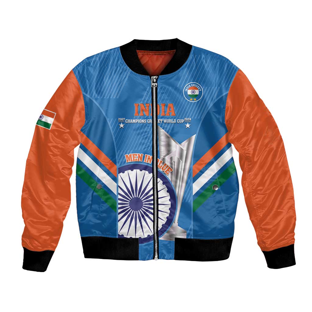 Custom India Cricket Bomber Jacket 2nd Champions World Cup Men In Blue