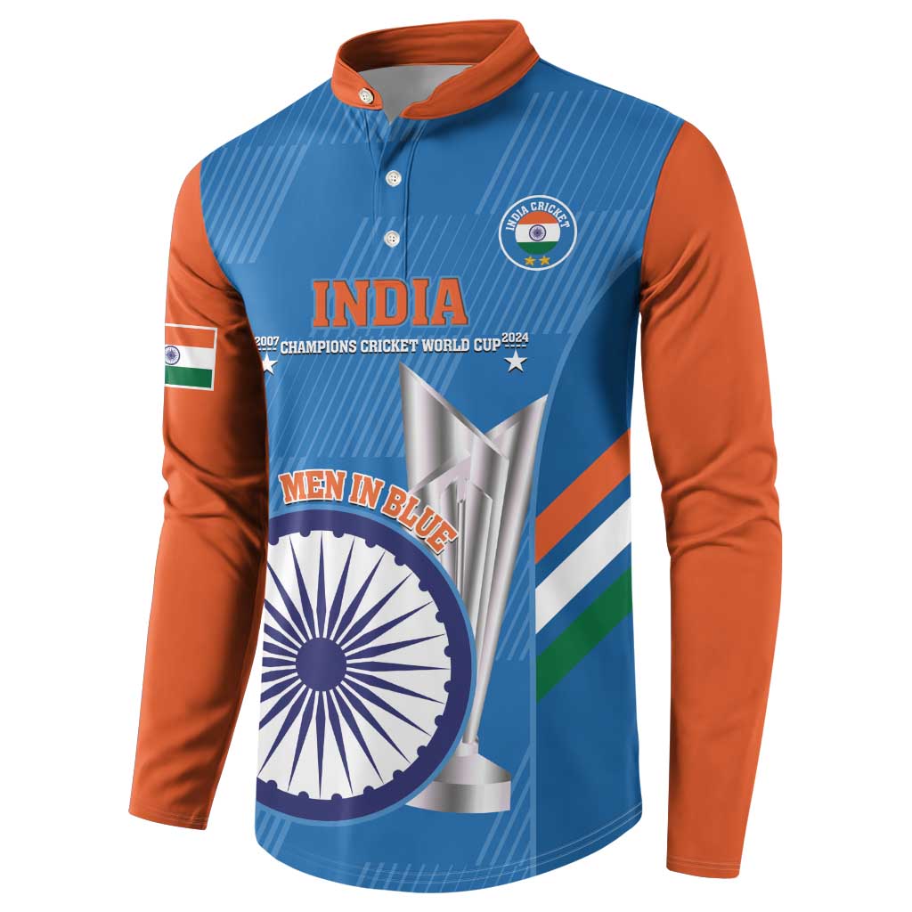 Custom India Cricket Button Sweatshirt 2nd Champions World Cup Men In Blue