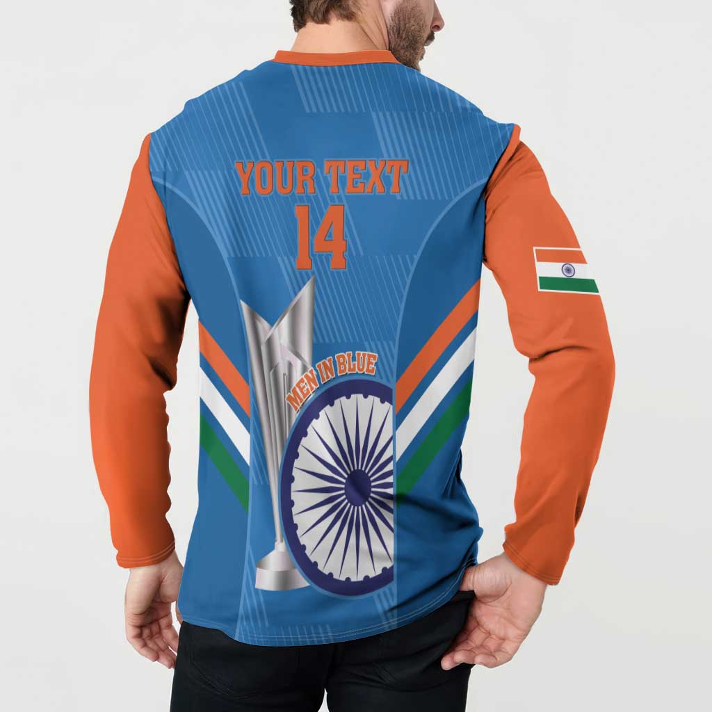 Custom India Cricket Button Sweatshirt 2nd Champions World Cup Men In Blue