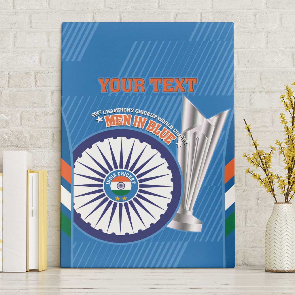 Custom India Cricket Canvas Wall Art 2nd Champions World Cup Men In Blue