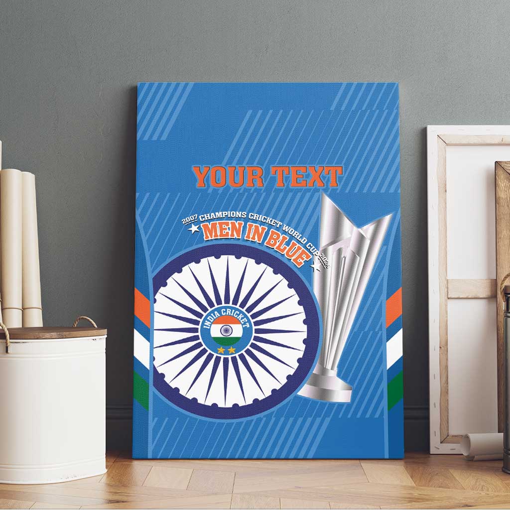 Custom India Cricket Canvas Wall Art 2nd Champions World Cup Men In Blue