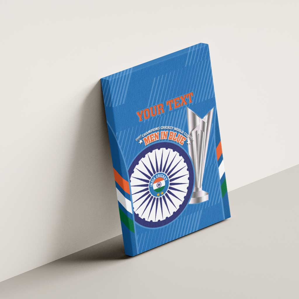 Custom India Cricket Canvas Wall Art 2nd Champions World Cup Men In Blue