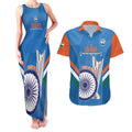 Custom India Cricket Couples Matching Tank Maxi Dress and Hawaiian Shirt 2nd Champions World Cup Men In Blue