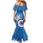 Custom India Cricket Family Matching Mermaid Dress and Hawaiian Shirt 2nd Champions World Cup Men In Blue