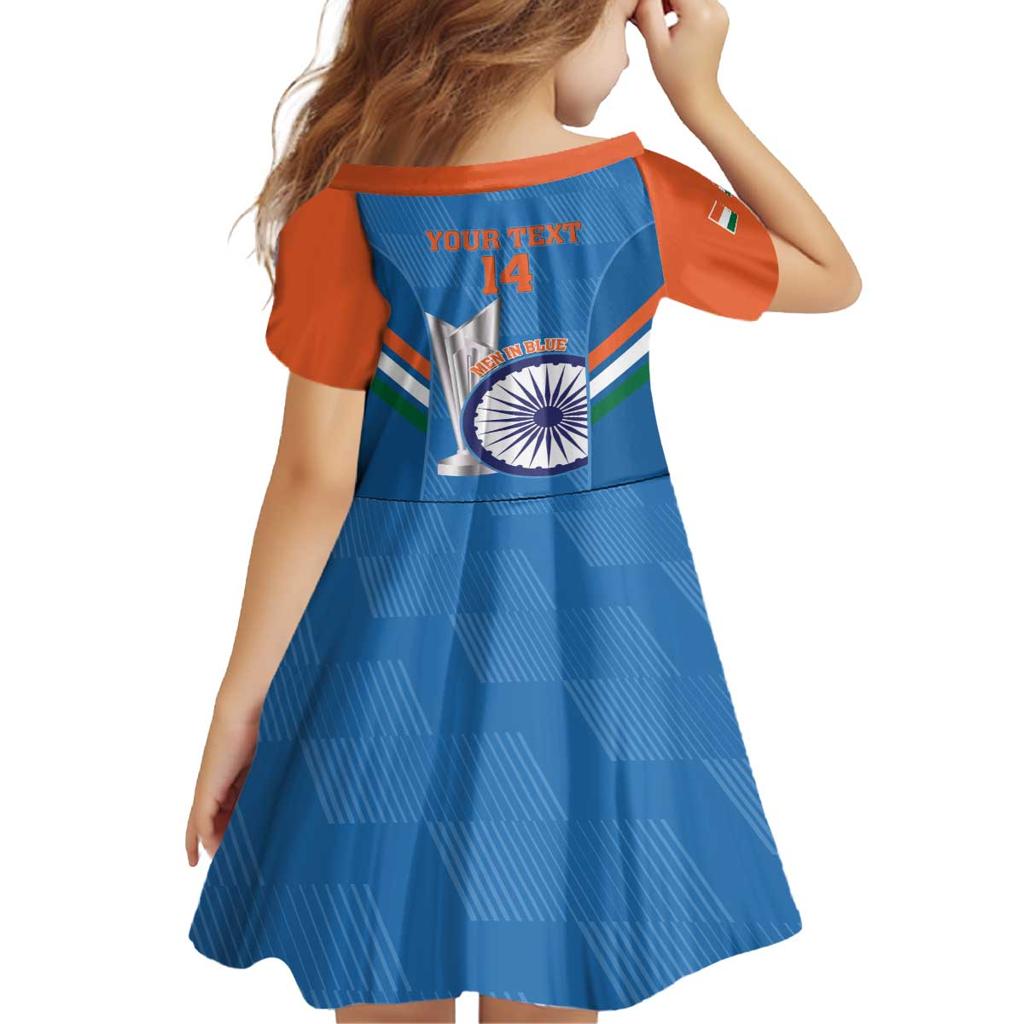 Custom India Cricket Family Matching Off The Shoulder Long Sleeve Dress and Hawaiian Shirt 2nd Champions World Cup Men In Blue