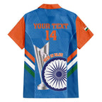Custom India Cricket Family Matching Off The Shoulder Long Sleeve Dress and Hawaiian Shirt 2nd Champions World Cup Men In Blue