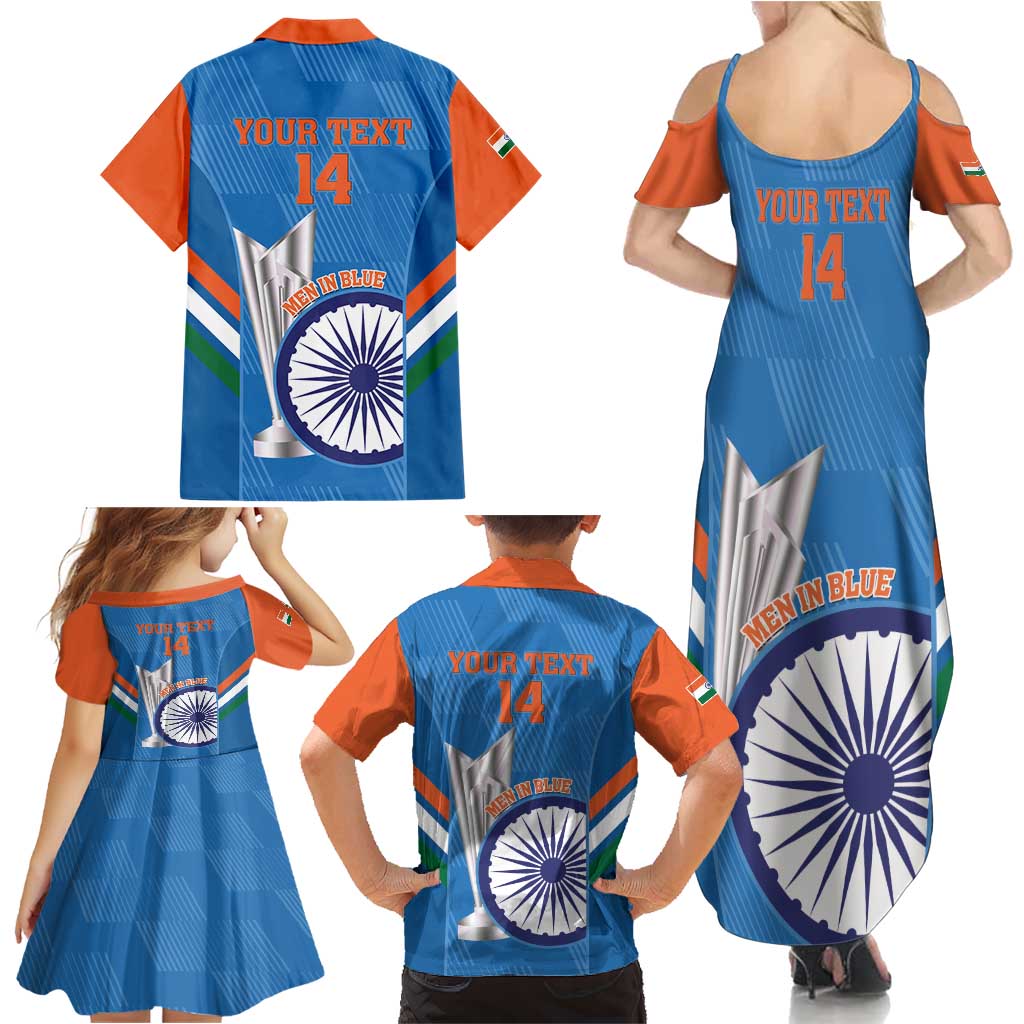 Custom India Cricket Family Matching Summer Maxi Dress and Hawaiian Shirt 2nd Champions World Cup Men In Blue