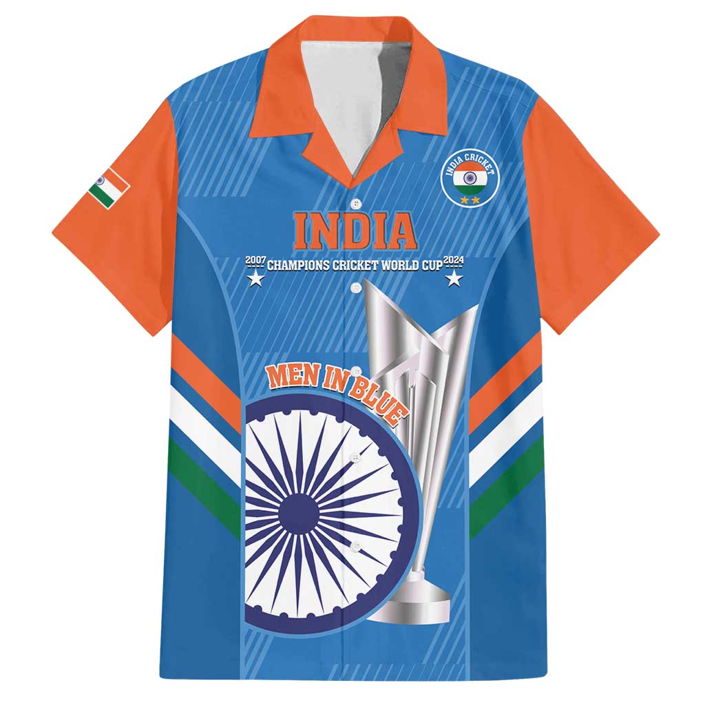 Custom India Cricket Family Matching Summer Maxi Dress and Hawaiian Shirt 2nd Champions World Cup Men In Blue