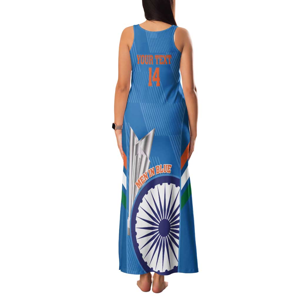 Custom India Cricket Family Matching Tank Maxi Dress and Hawaiian Shirt 2nd Champions World Cup Men In Blue