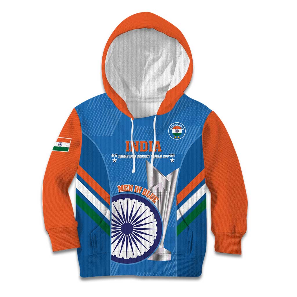 Custom India Cricket Kid Hoodie 2nd Champions World Cup Men In Blue
