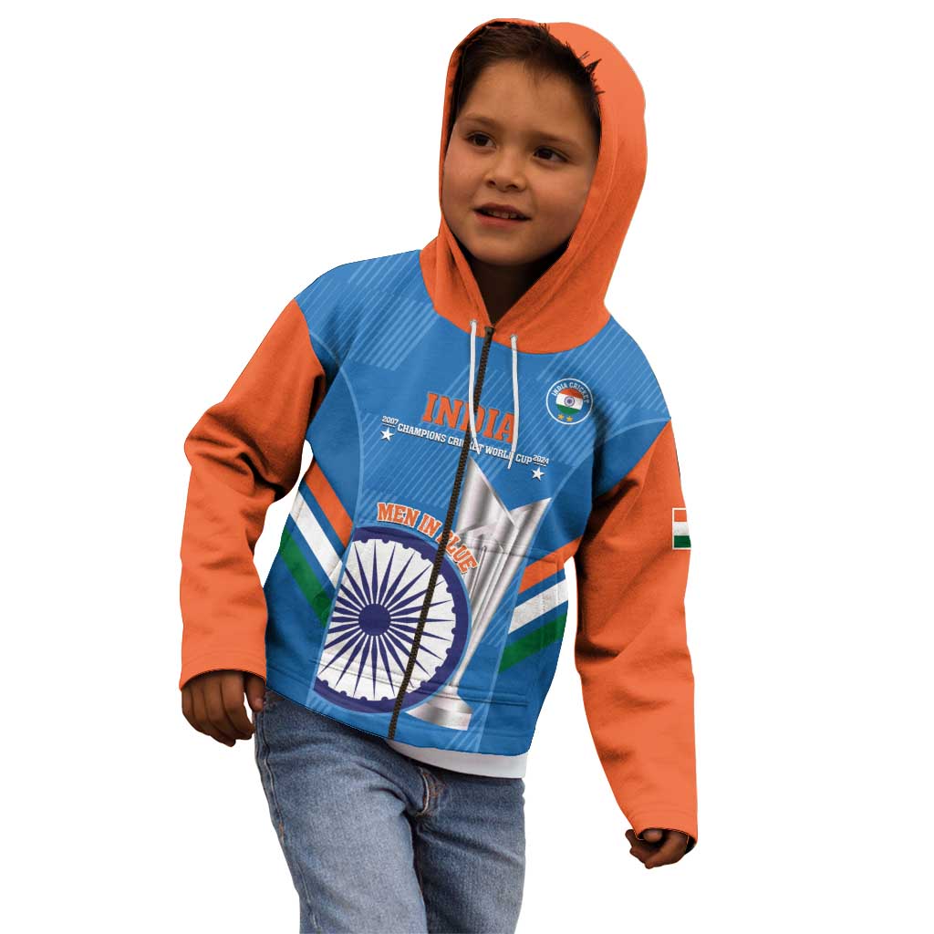 Custom India Cricket Kid Hoodie 2nd Champions World Cup Men In Blue