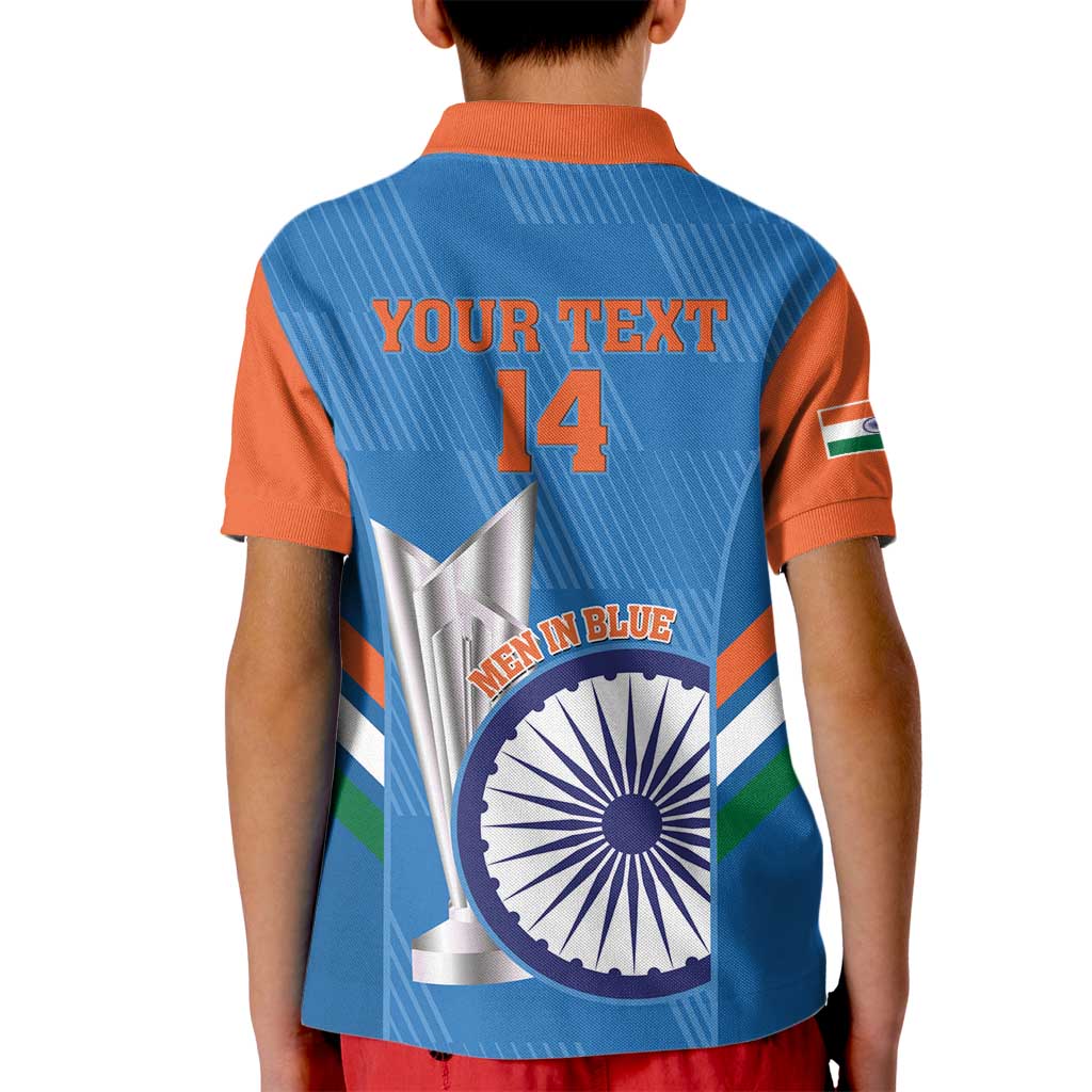 Custom India Cricket Kid Polo Shirt 2nd Champions World Cup Men In Blue