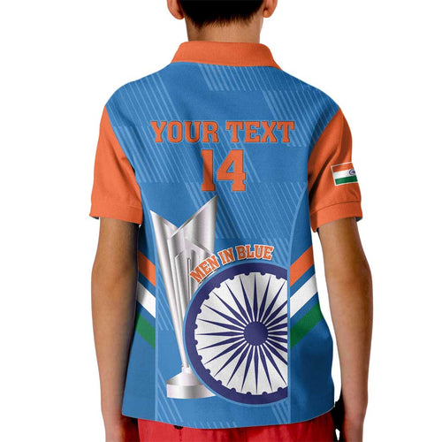 Custom India Cricket Kid Polo Shirt 2nd Champions World Cup Men In Blue