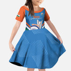 Custom India Cricket Kid Short Sleeve Dress 2nd Champions World Cup Men In Blue