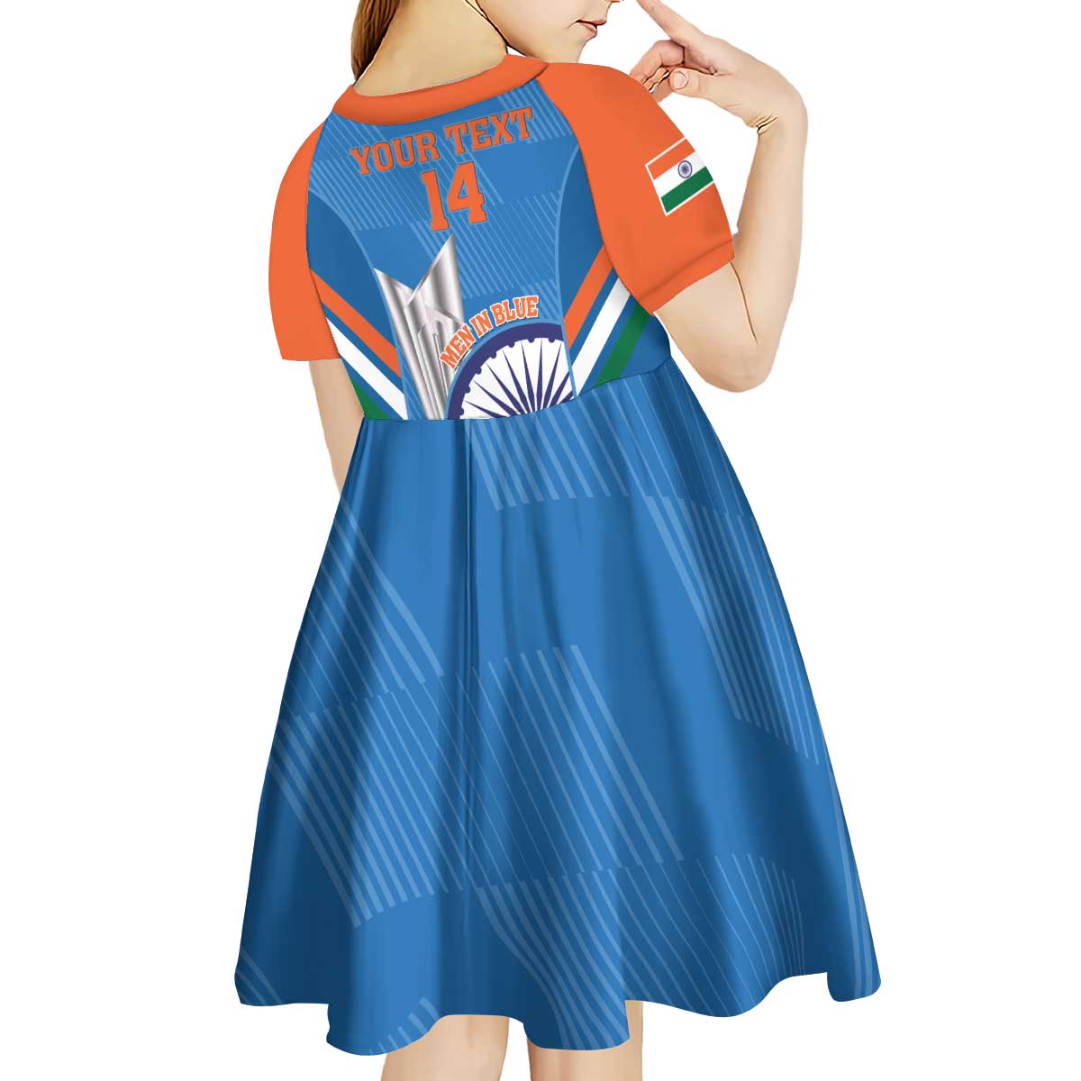 Custom India Cricket Kid Short Sleeve Dress 2nd Champions World Cup Men In Blue