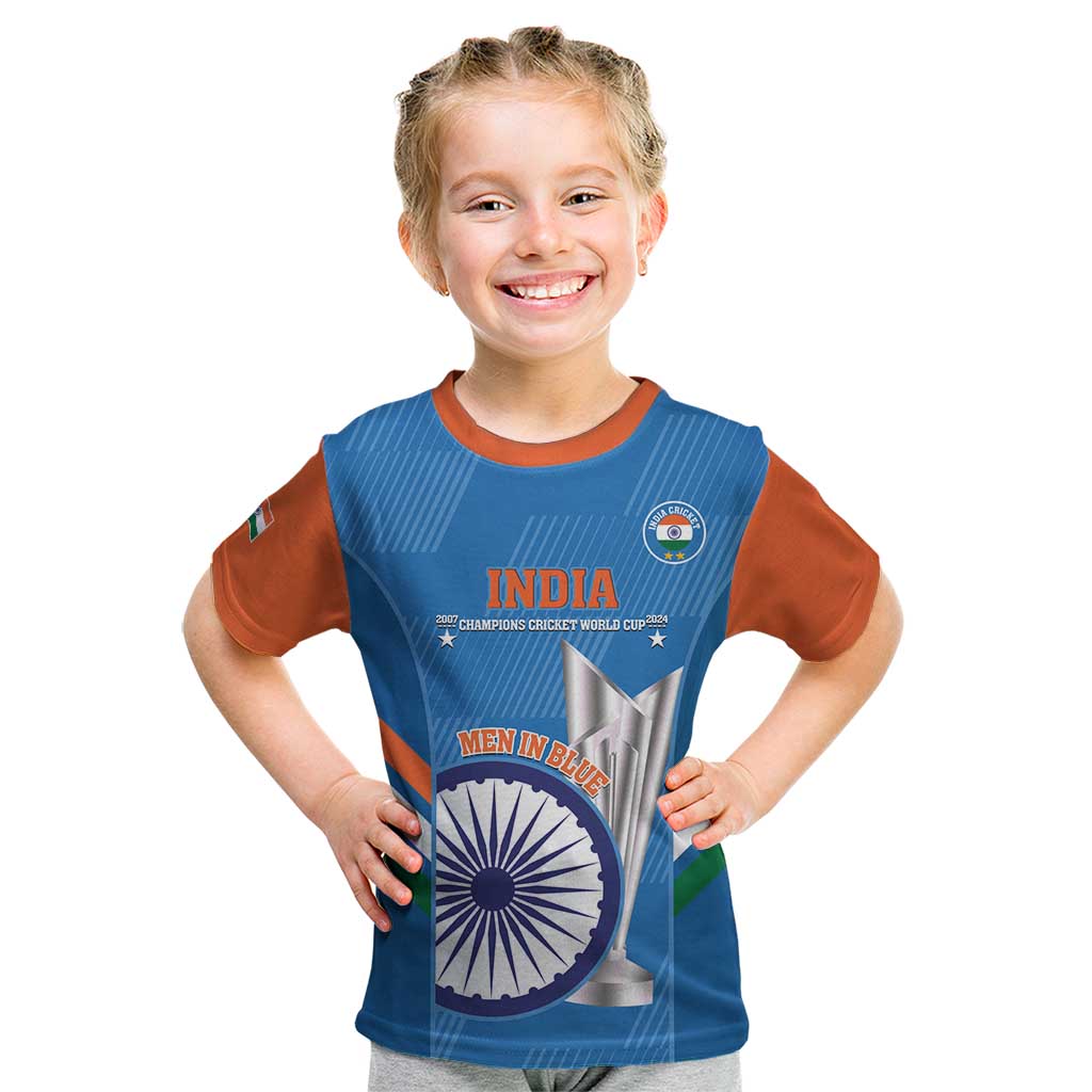 Custom India Cricket Kid T Shirt 2nd Champions World Cup Men In Blue
