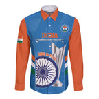 Custom India Cricket Long Sleeve Button Shirt 2nd Champions World Cup Men In Blue