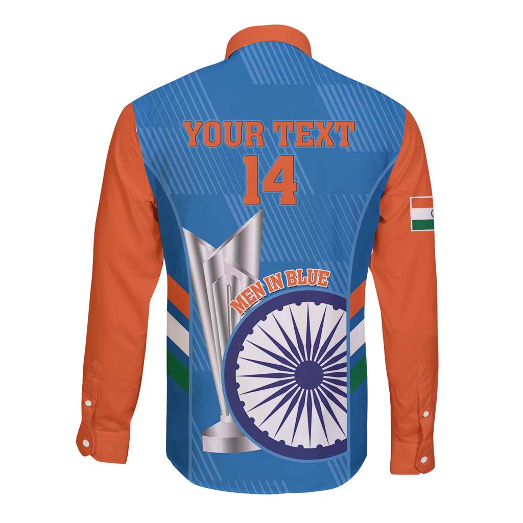 Custom India Cricket Long Sleeve Button Shirt 2nd Champions World Cup Men In Blue