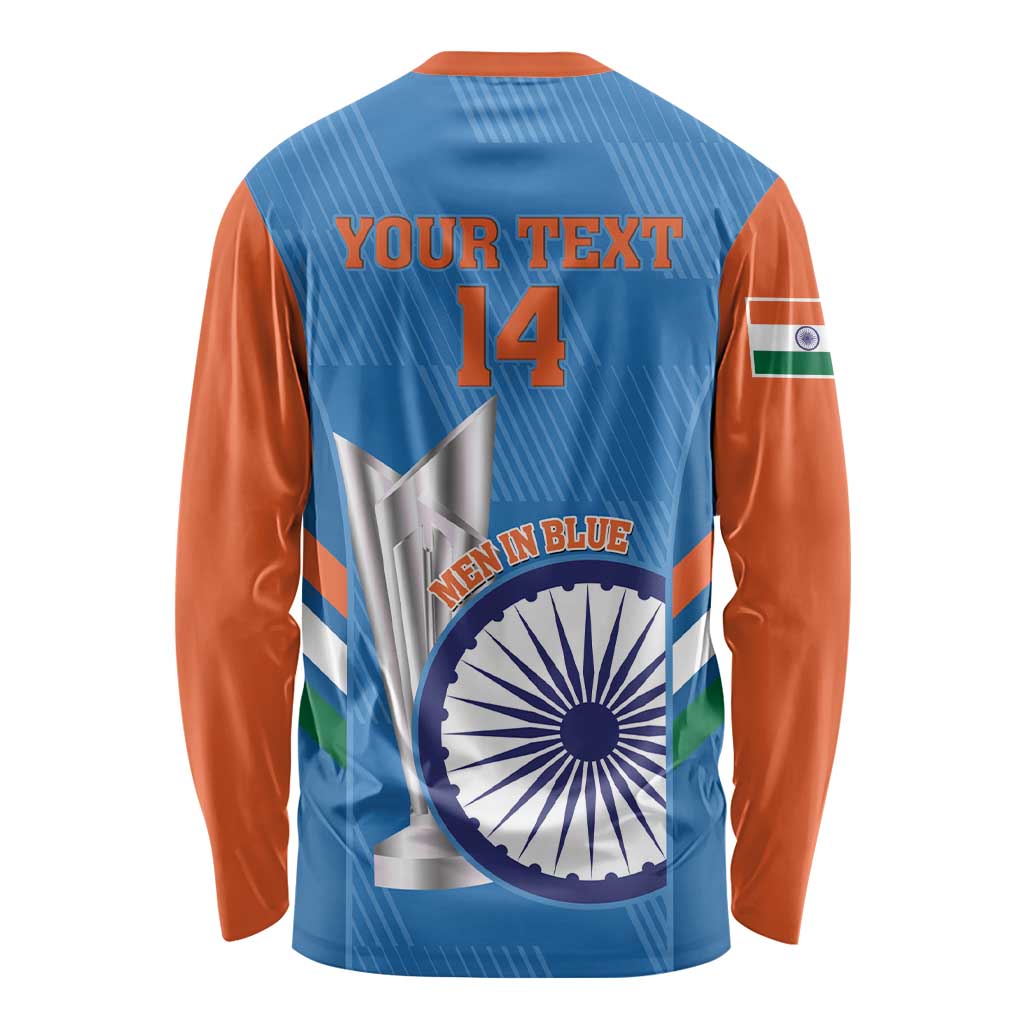 Custom India Cricket Long Sleeve Shirt 2nd Champions World Cup Men In Blue