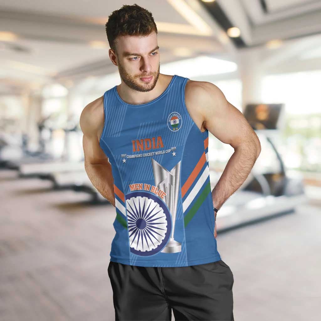 Custom India Cricket Men Tank Top 2nd Champions World Cup Men In Blue