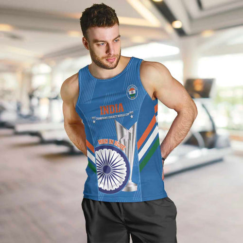 Custom India Cricket Men Tank Top 2nd Champions World Cup Men In Blue