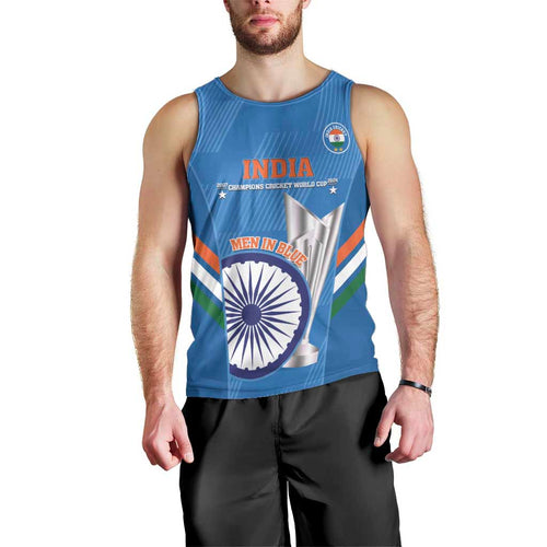 Custom India Cricket Men Tank Top 2nd Champions World Cup Men In Blue