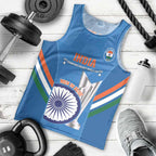 Custom India Cricket Men Tank Top 2nd Champions World Cup Men In Blue