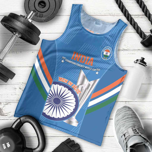 Custom India Cricket Men Tank Top 2nd Champions World Cup Men In Blue